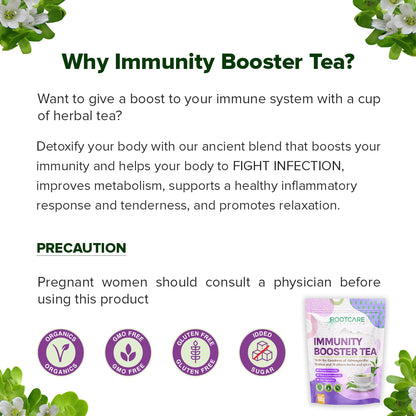 Tea | Immunity Booster (With The Goodness Of Ashwagandha, Brahmi And 21 Others Herbs &amp;amp; Spices) - Organic - Gluten Free, No Added Sugar, Preservatives Free &amp;amp; No Artificial Colors - Root Care Organics - 100gm
