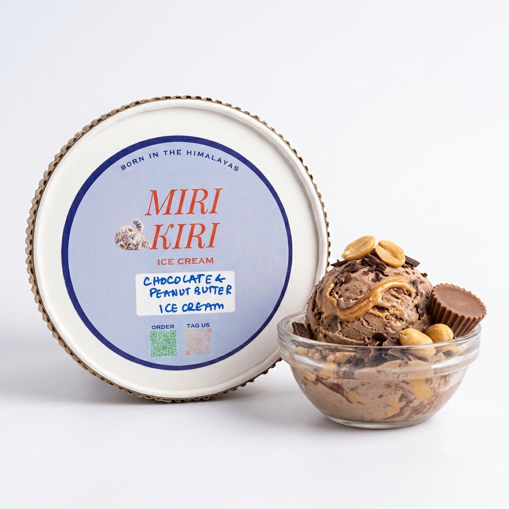 Ice Cream | Chocolate And Peanut Butter Ice Cream - Sweetened with Cane Sugar - Miri Kiri – 250gm
