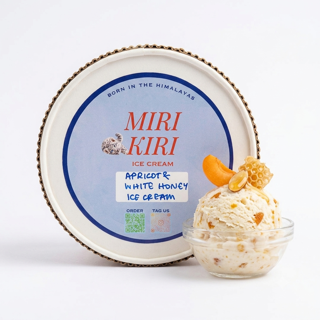 Ice Cream| Apricot & White Honey Ice Cream - Sweetened with Cane Sugar -No Artificial Flavours or Colours - Miri Kiri – 250gm