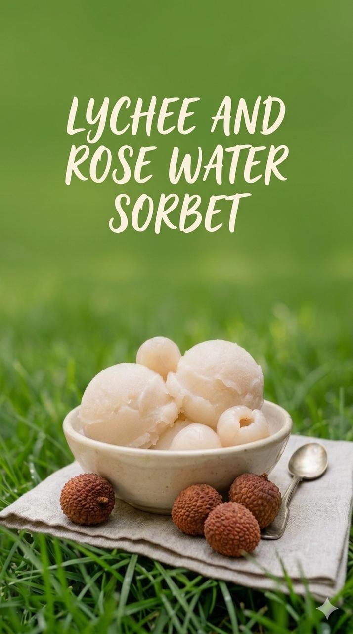 Lychee And Rosewater Sorbet- Dairy Free - Sweetened with Cane Sugar - Miri Kiri – 250gm