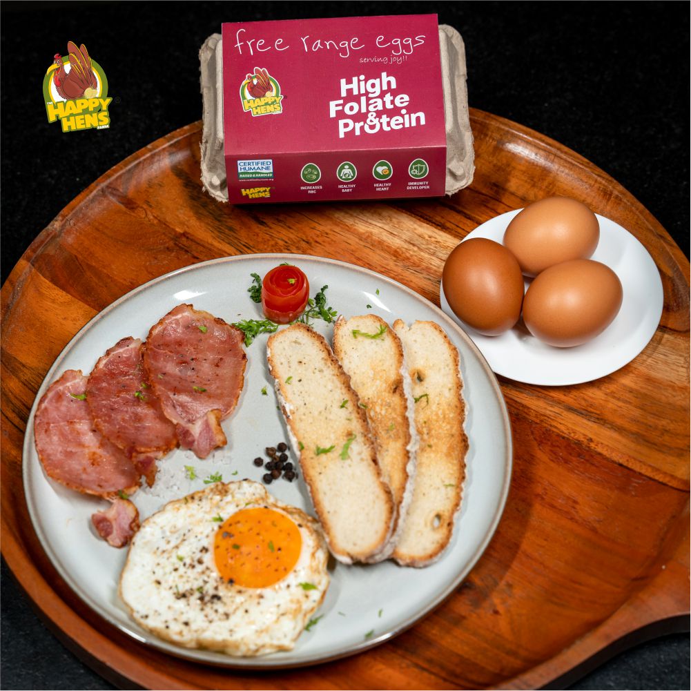 Eggs | (Fola+) – Free Range Egg – No Antibiotic &amp; Hormone Free – Folate, Vitamin B9 Enriched Eggs, Increase Rbc, Healthy Heart &amp; Immunity Booster – Happy Hens – 6pcs