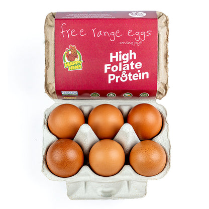 Eggs | (Fola+) – Free Range Egg – No Antibiotic &amp; Hormone Free – Folate, Vitamin B9 Enriched Eggs, Increase Rbc, Healthy Heart &amp; Immunity Booster – Happy Hens – 6pcs