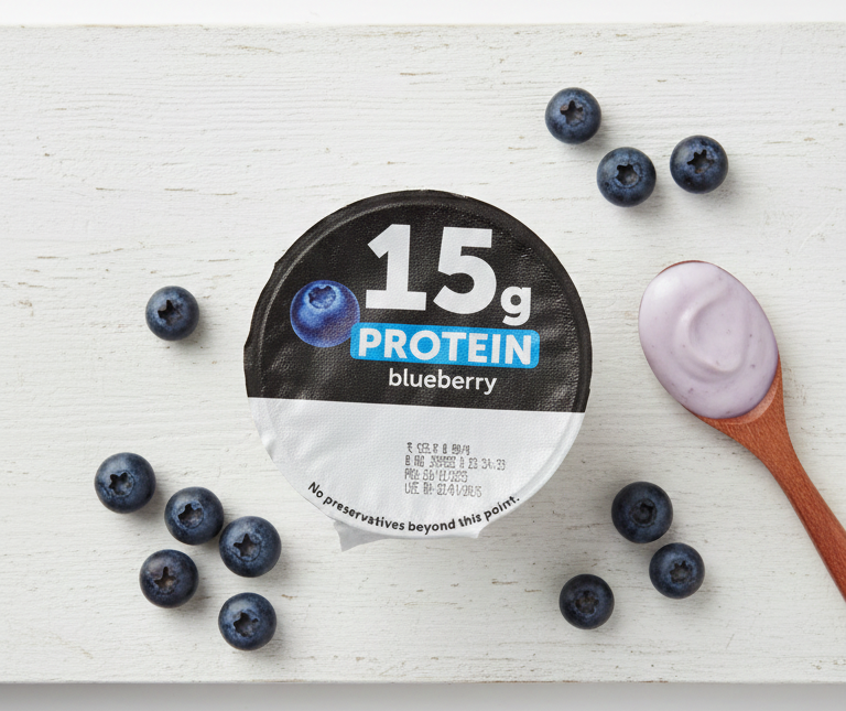 Yogurt | Blueberry Greek Yogurt - 15g Protein- No Added Sugar &amp; No Added Preservatives – Epigamia - 140gm