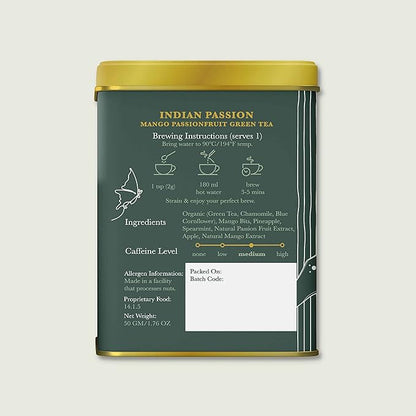 Tea | Green - Indian Passion (Medium Caffeine) – USDA Organic – Darjeeling – Luxmi Estates - 50gm