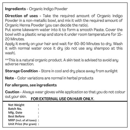 Natural Indigo Leaves Powder - Just Jaivik - 100gm