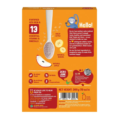 Cereal | Wheat, Apple &amp; Banana - Ready To Eat - No Added Sugar - Slurrp Farm - 200gm