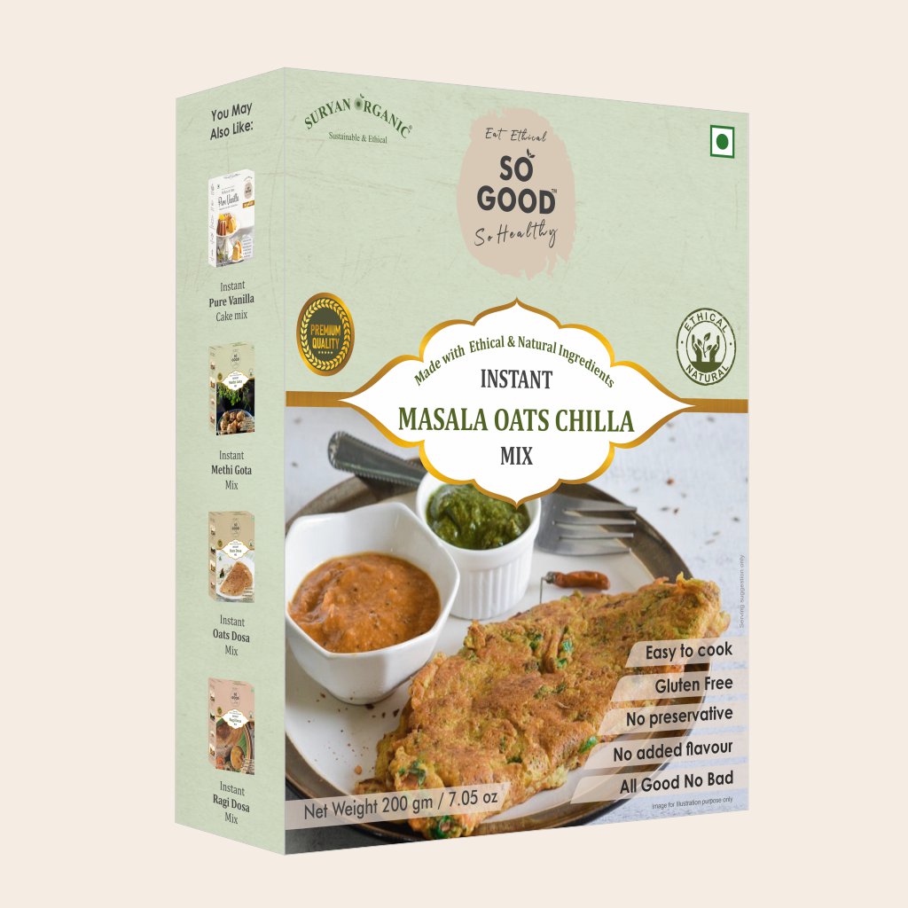 Chilla | Instant Masala Oats Chilla Mix (Made With Ethical Ingredients) - Gluten Free, No Added Preservatives & Chemical Free – SOSE – 200gm