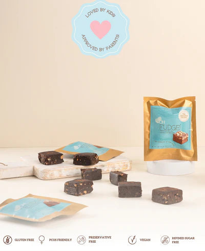 Fudge | Sweet Cravings (Sweetened Using Dates With A Hazelnut Praline Toffee Crunch) - Vegan, PCOS Friendly, Gluten Free &amp; Grain Free - The Cinnamon Kitchen - Pack of 5