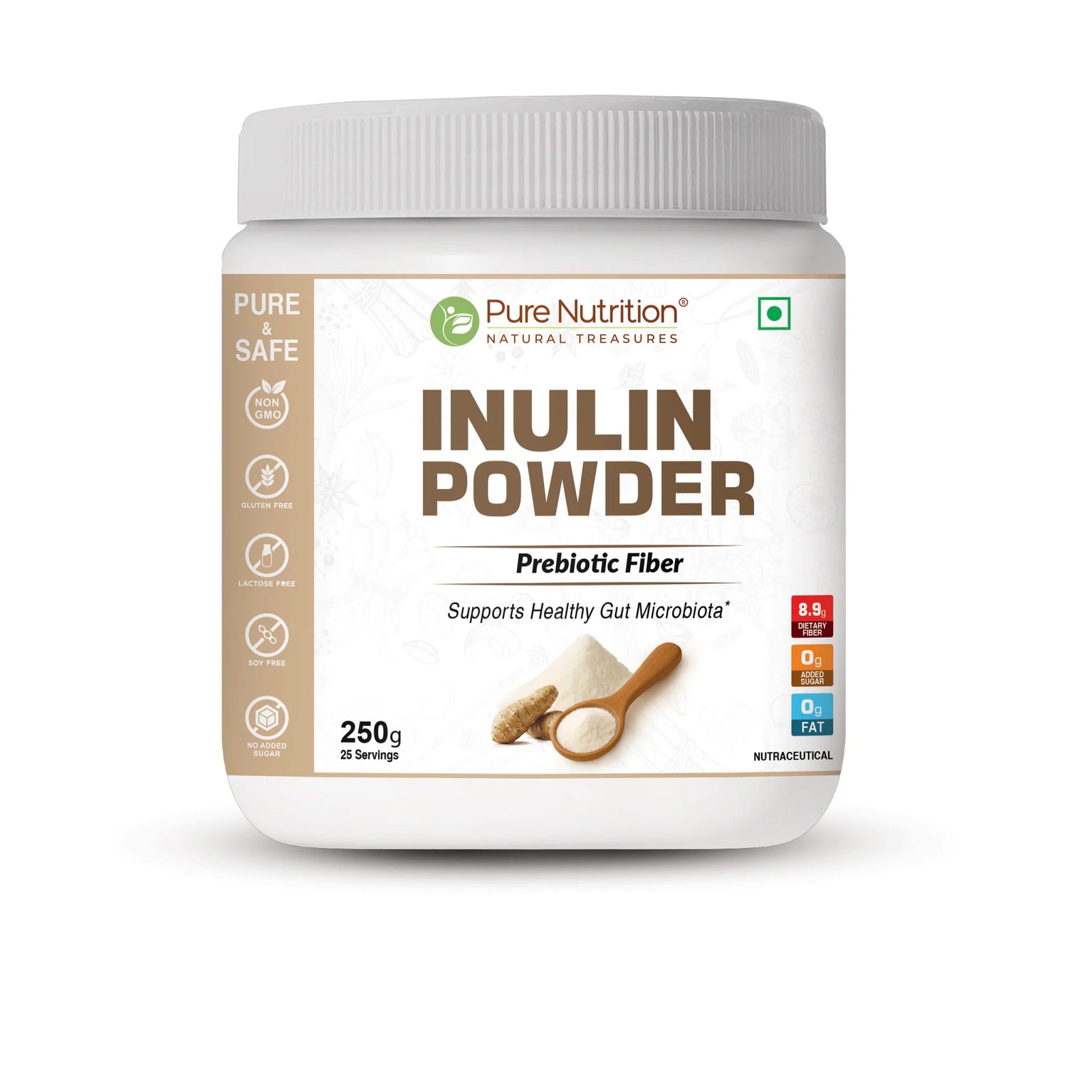 Protein Powder | Inulin Powder Prebiotic Fiber – Gut Health &amp; Digestive Support – Gluten Free, Zero Added Sugar, High Protein &amp;amp; Non GMO – Pure Nutrition – 250gm