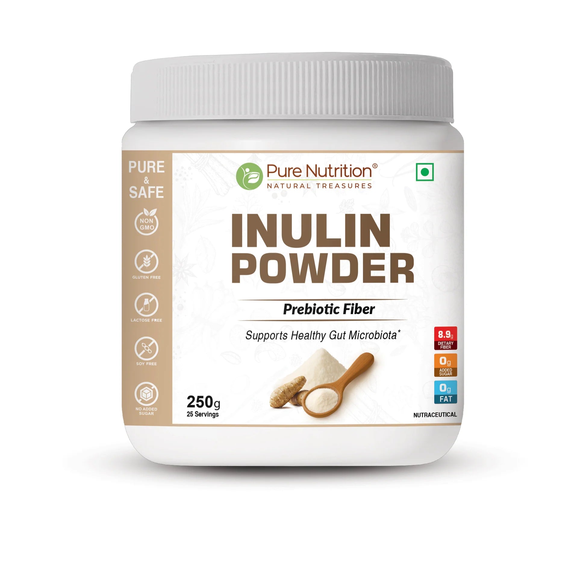 Protein Powder | Inulin Powder Prebiotic Fiber – Gut Health &amp; Digestive Support – Gluten Free, Zero Added Sugar, High Protein &amp;amp; Non GMO – Pure Nutrition – 250gm