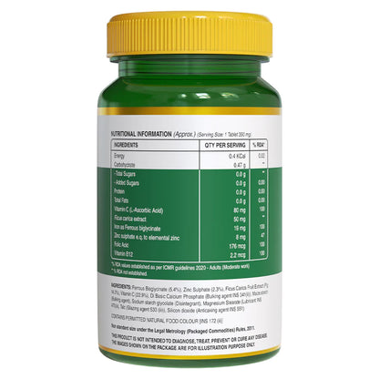 Iron | (With Folic Acid, Vitamin C &amp;amp; Zinc) – Vitamins &amp;amp; Minerals - Boosts Immunity &amp;amp; Helps Maintain Iron Levels – Pure Nutrition – (350mg) - 60 Capsules