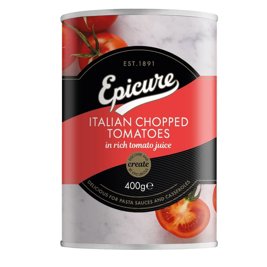Chopped Tomatoes | Italian Chopped Tomatoes In Rich Tomato Juice - Delicious For Pasta Sauces And Casseroles - Epicure - 400gm