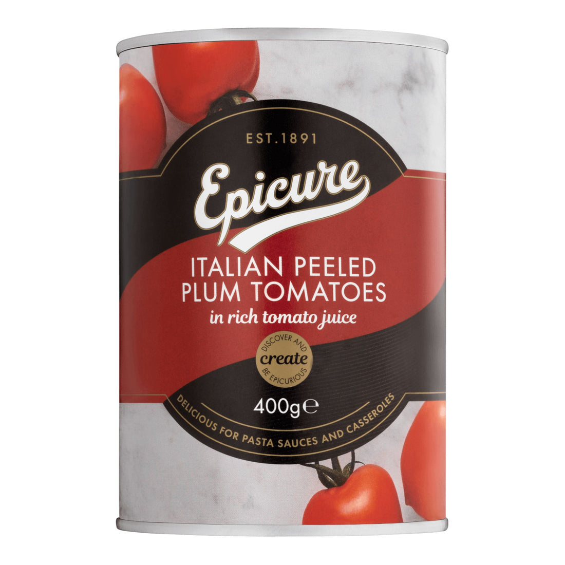 Peeled Plum Tomatoes | Italian Peeled Plum Tomatoes In Rich Tomato Juice – Delicious For Pasta Sauce And Casseroles - Epicure – 400gm