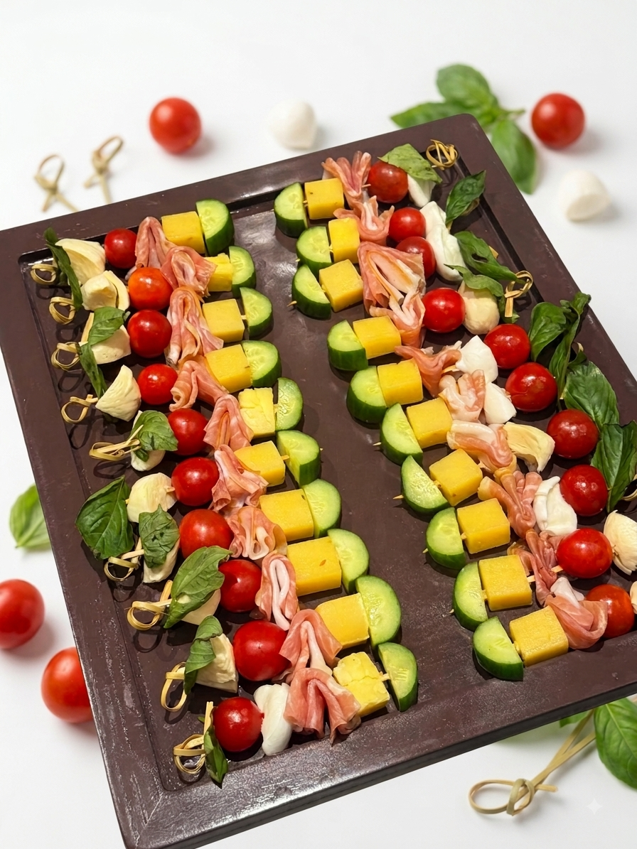 Italian Prosciutto Grazing Skewers (20 Grazing Skewers) - Ready To Eat -  Gourmet Non-Veg Party Appetizers  - Made with Organic Ingredients- 6 - 10 Persons
