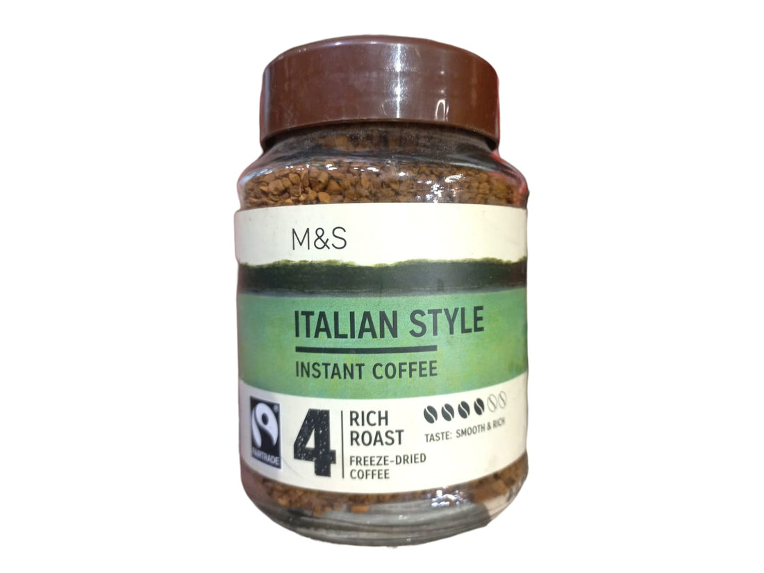 Coffee | Italian Instant Coffee – Smooth &amp; Rich - Freeze Dried - Rich Roast - Gluten Free - M&amp;S Food – 100gm