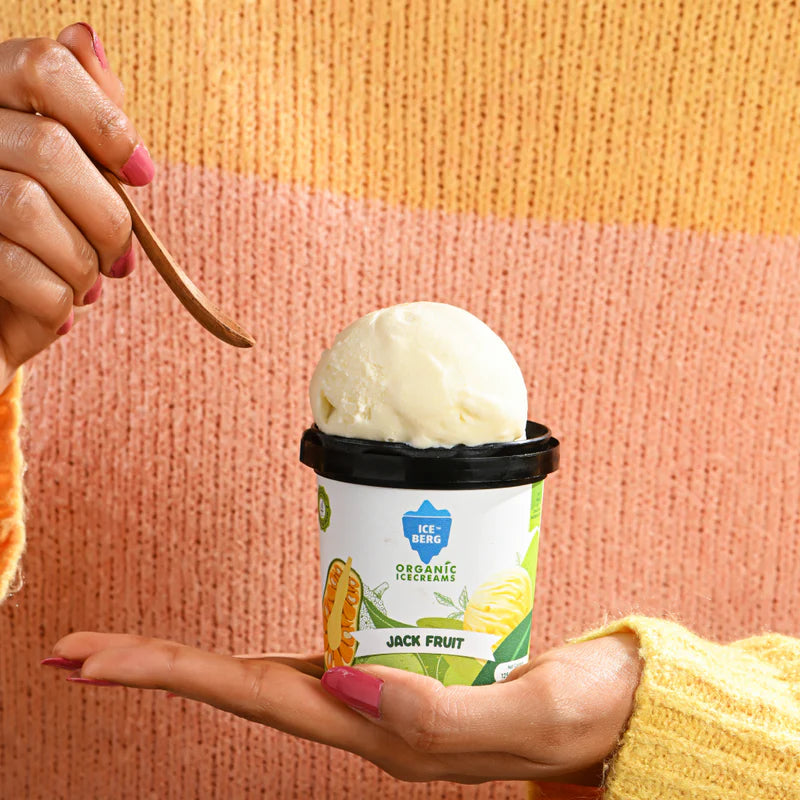 Ice Cream |Jackfruit Ice Cream - Made From A2 Milk, Gondh Gum, Organic Butter, Jackfruit - Churned with authentic &amp; Real Ingredients -No Artificial Stabilisers Added- Iceberg Organic Ice Cream - 125ml