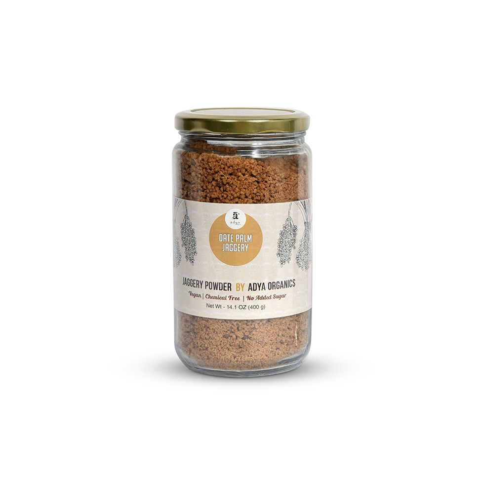 Jaggery Powder  | Date Palm Jaggery - Organic - Vegan, Chemical Free &amp;amp; No Added Sugar - Adya Organic - 400gm