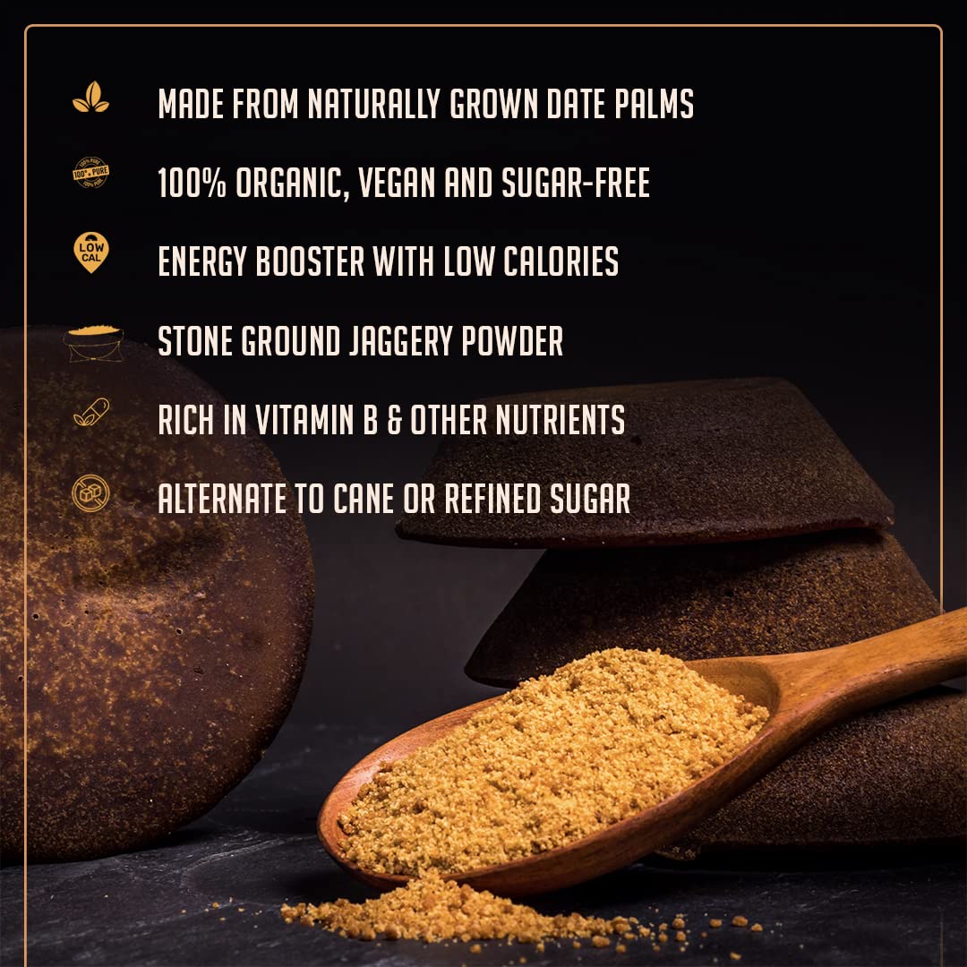 Jaggery Powder  | Date Palm Jaggery - Organic - Vegan, Chemical Free &amp;amp; No Added Sugar - Adya Organic - 400gm
