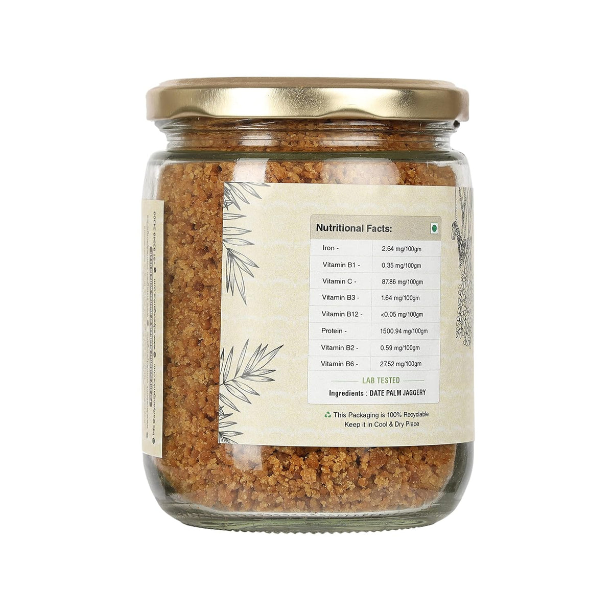 Jaggery Powder  | Date Palm Jaggery - Organic - Vegan, Chemical Free &amp;amp; No Added Sugar - Adya Organic - 400gm
