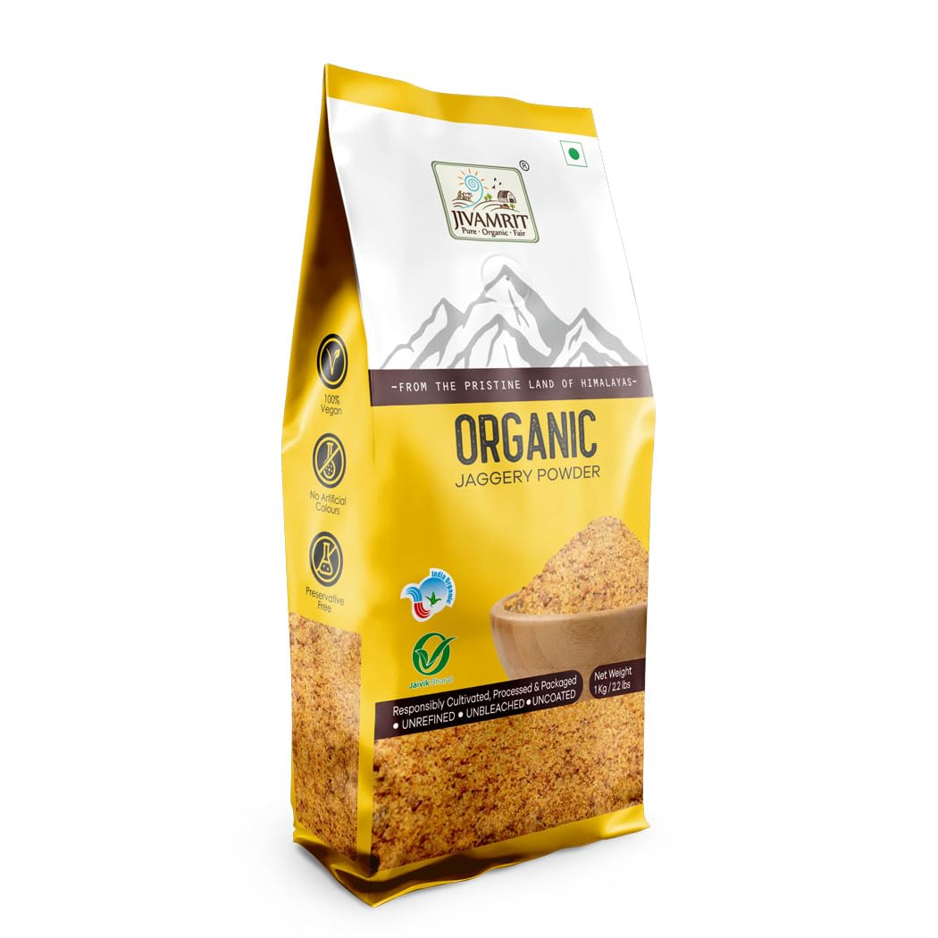 Jaggery Powder | Unrefined – Unbleached – Organic – Vegan, No Artificial Colours & No Added Preservatives – Jivamrit – 1000gm
