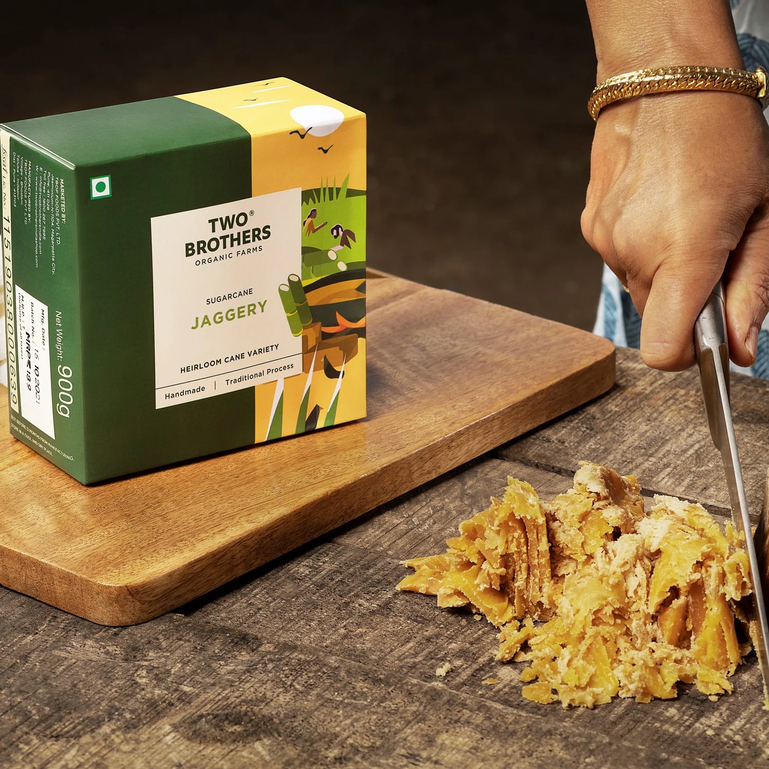 Jaggery | Sugarcane Block (Heirloom Cane Variety) - Handmade - Traditional Process - Natural - Antioxidants - Two Brother - 900gm