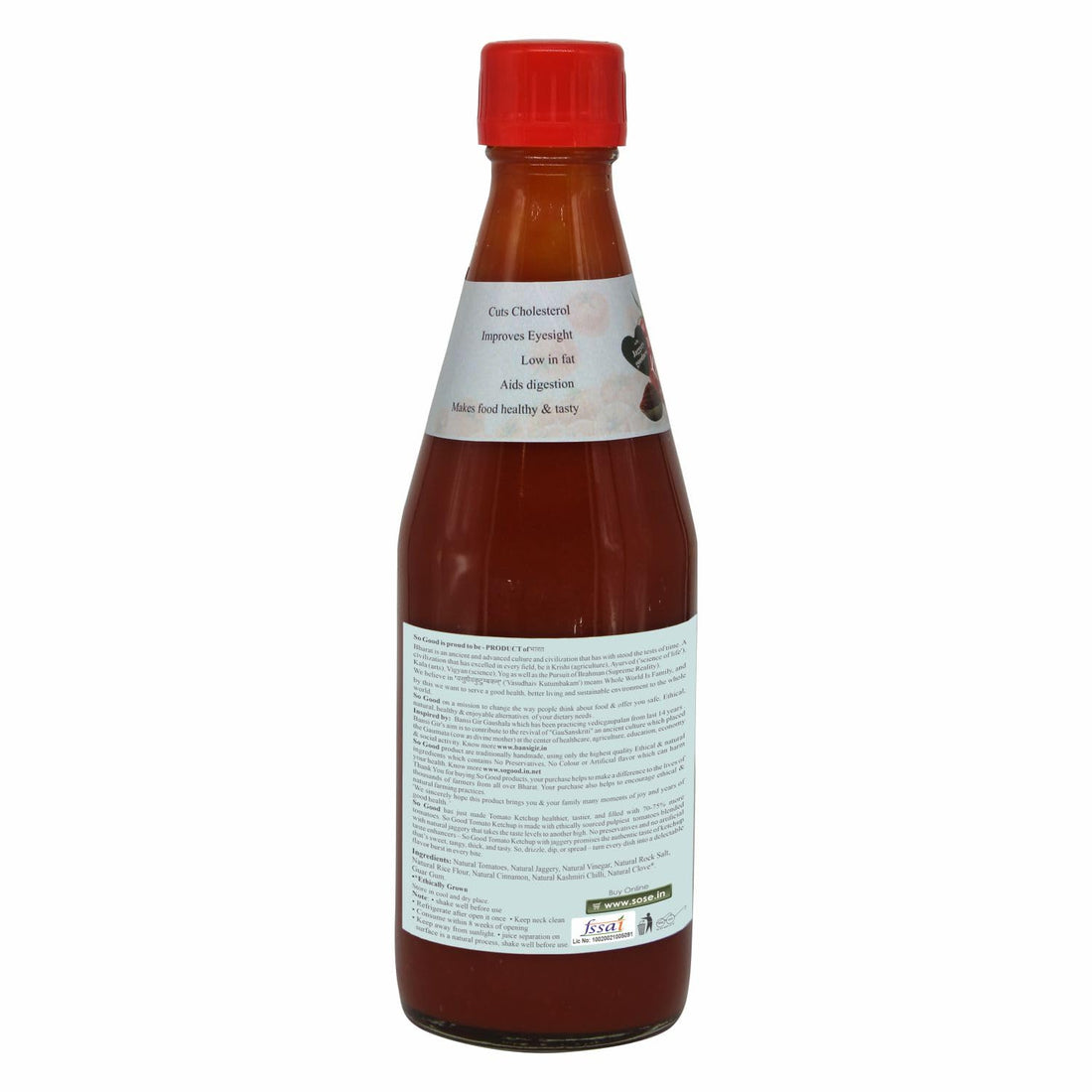 Tomato Ketchup | 70% Tomatoes (Jaggery Tomato Ketchup) - Natural - No Onion, No Garlic, No Added Flavors, Colour, Chemicals &amp; No Added Preservatives - So Good - 480gm