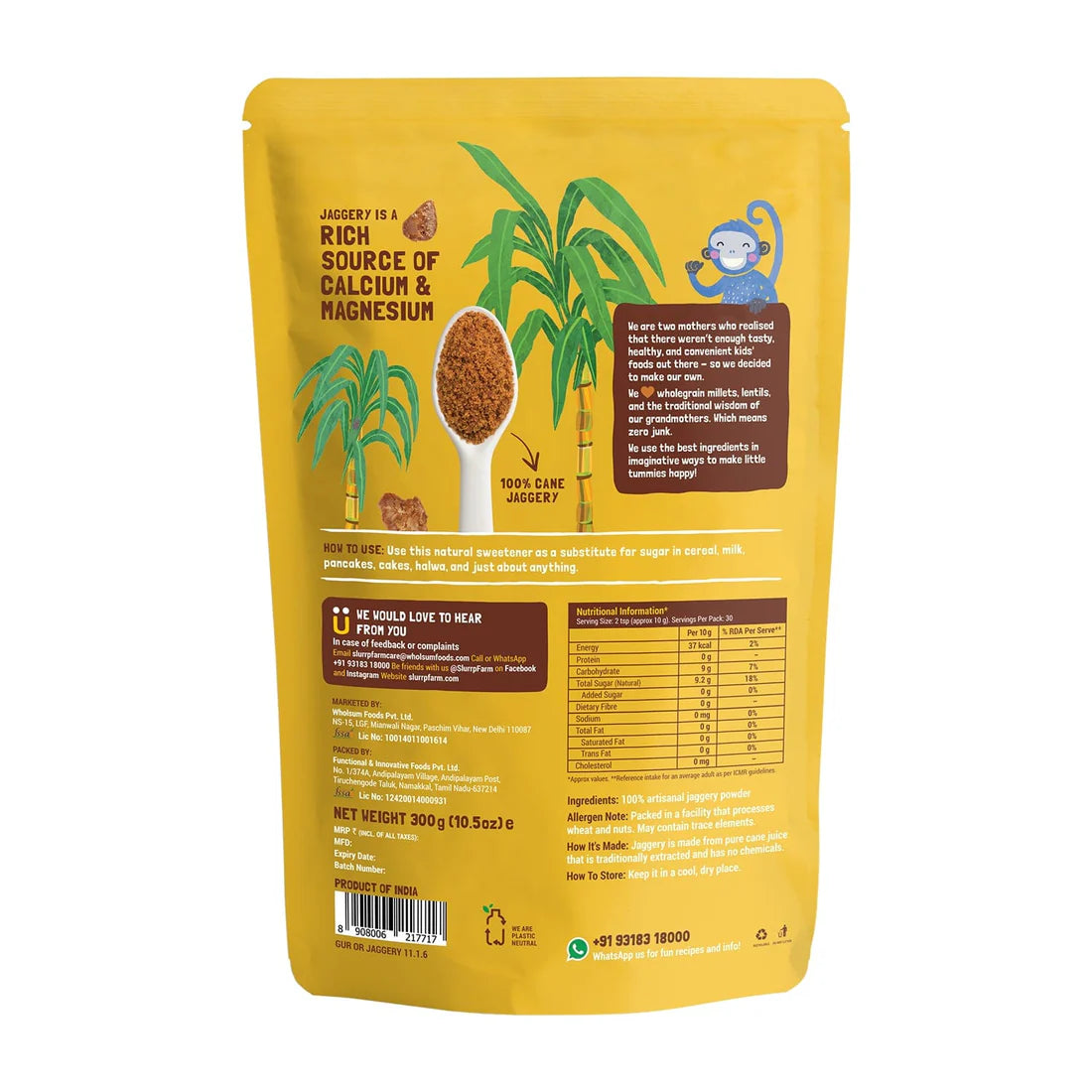 Jaggery Powder | Natural Sweetener - No Chemical &amp; No Additives - Slurrp Farm - 300gm