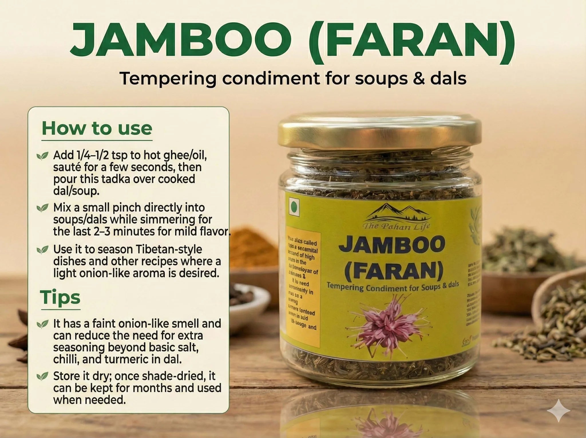 Jamboo (Faran) - Certified Organic Farms in Uttarakhand  - The Pahari Life - 100gm