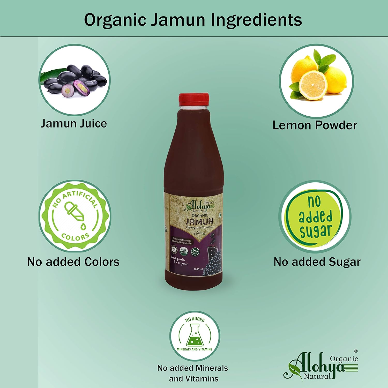 Jamun Juice | (Syzygium Cumini) – USDA Organic – Alohya Organic – 1000ml