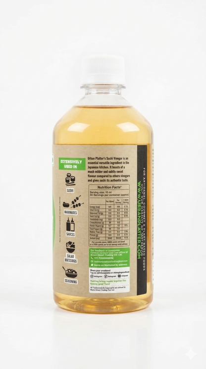 Rice Vinegar | Japanese Style Sushi Rice Vinegar(Awasezu) - Pre-Seasoned with Salt and Sugar - Sushi Rice Seasoning - Traditionally Brewed - Perfect For Soups &amp;amp; Stews - All Natural - No Artificial Flavors &amp;amp; Preservatives - Urban Platter - 500ml