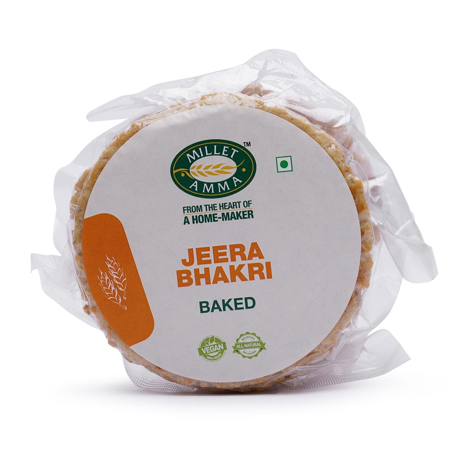 Bhakri | Baked Jeera Bhakhri  – Vegan -No Preservatives &amp; Vacuum Packed- Millet Amma – 180gm