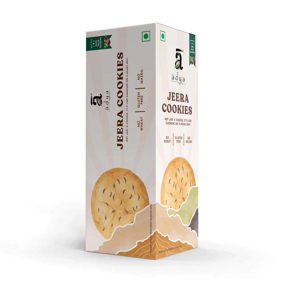 Cookies | Jeera Cookies - Gluten Free, No Wheat, No Maida, Preservatives Free &amp; No Additives, Fillers, Binders &amp; No Refined Sugar  - Adya Organic - 100gm
