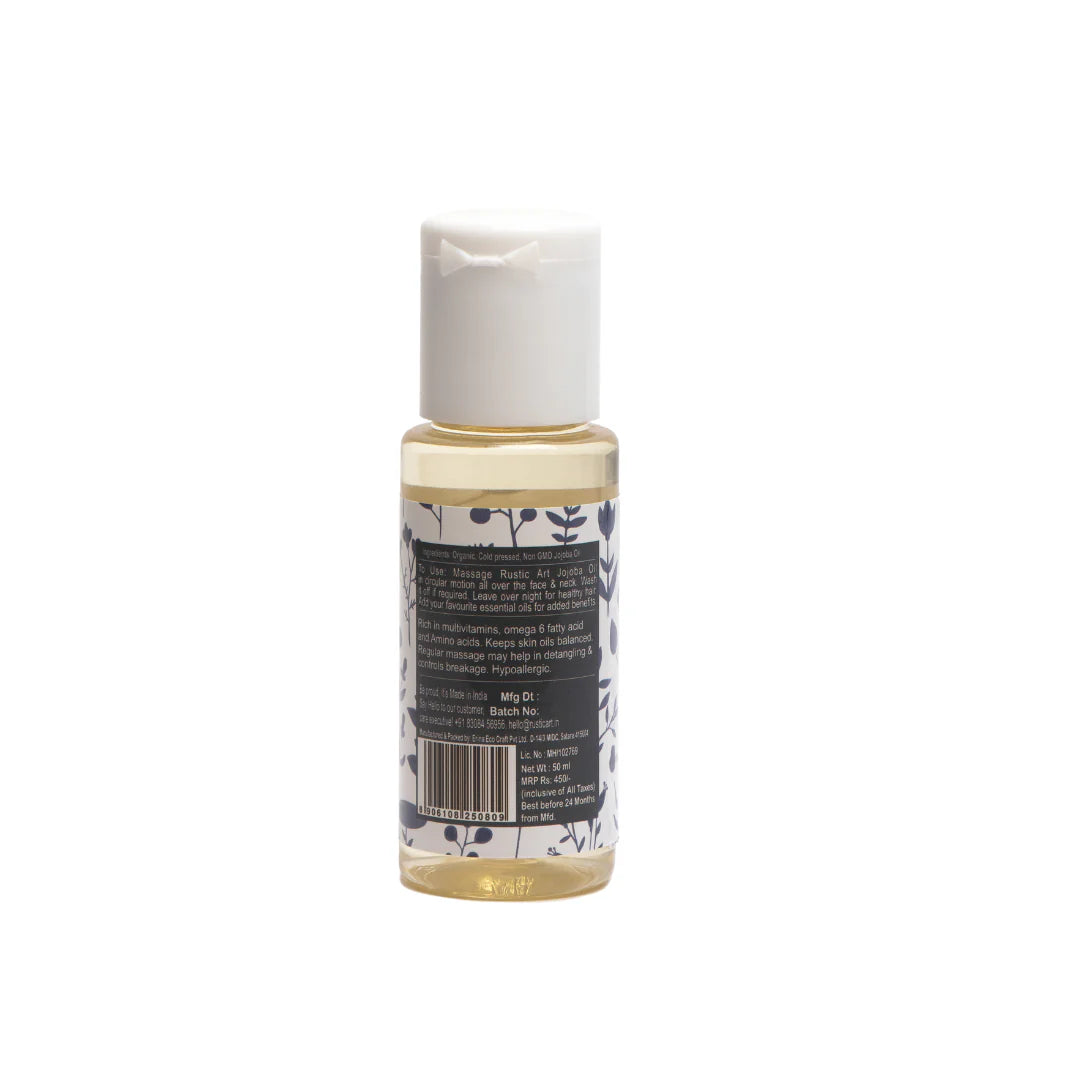 Jojoba Oil | Organic – Cold Pressed – Free Of Hydrogenation, Refinement Of Deodorization – Rustic Art – 50ml