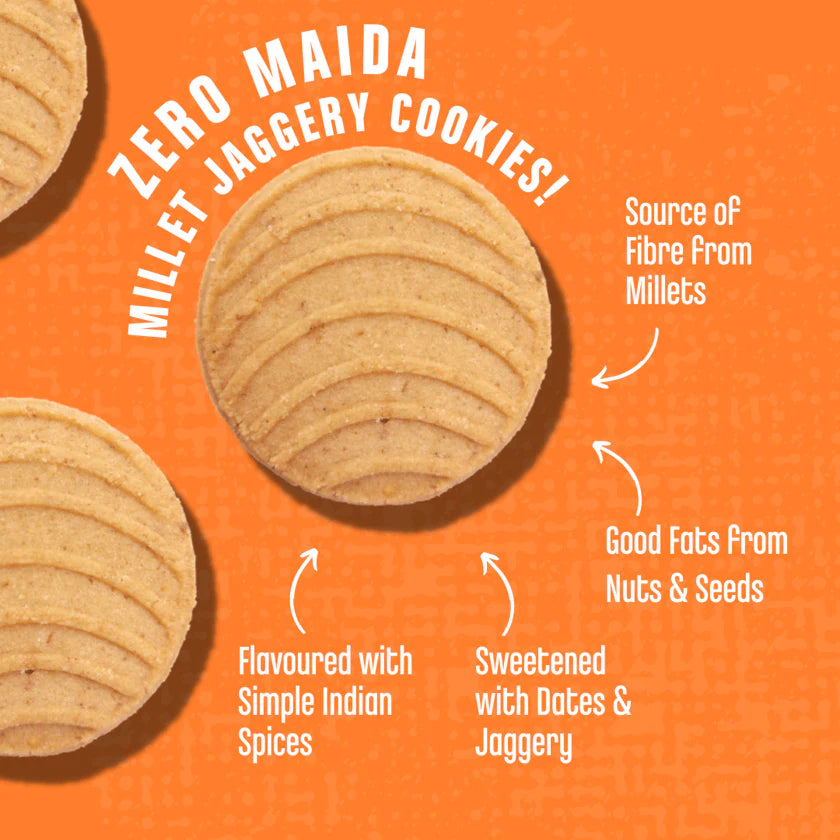 Cookies | Jowar Almond Jaggery Cookies - Gluten Free, No Added Refined Sugar &amp;amp; No Maida - Early Foods - 150gm