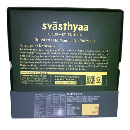 Millet Khakhra | Jowar And Bajra Khakhra – Roasted – Vegan, Jain Friendly, No Maida &amp; Low Gi – Svasthyaa – 200gm