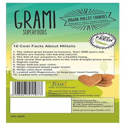 Cookies | Jowar Millet – No Maida, No Baking Powder, No Soda &amp;amp; No Egg - Grami Super Foods – 75gm