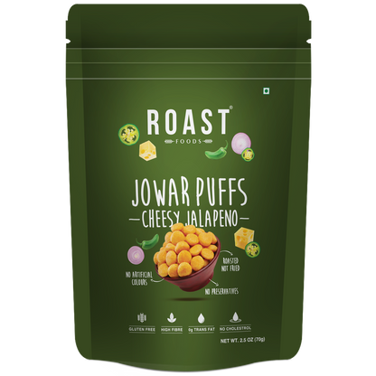 Jowar Puff | Cheesy Jalapeno - Roasted - Not Fried - Gluten Free, High In Fibre, No Trans Fat &amp; No Artificial Colour – ROAST FOODS – 70gm