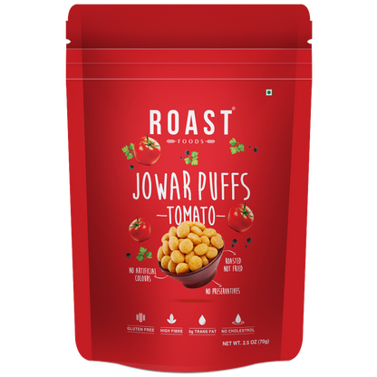 Jowar Puff | Tomato - Roasted – Not Fried – Gluten Free, High In Fibre, No Trans Fat &amp; No Artificial Colour – ROAST FOODS – 70gm