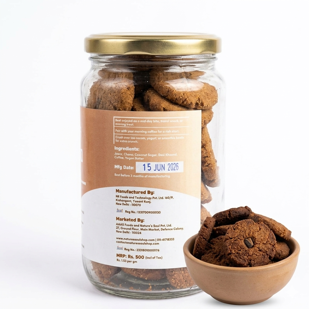 Cookies | Jowar Coffee Coconut (Sweetened With Coconut Sugar) - Everyday Delight - Vegan, Gluten Free, Refined Sugar Free, No Stabilizers, No Emulsifiers, No Artificial Flavors &amp;amp; No Preservatives   - Nature&