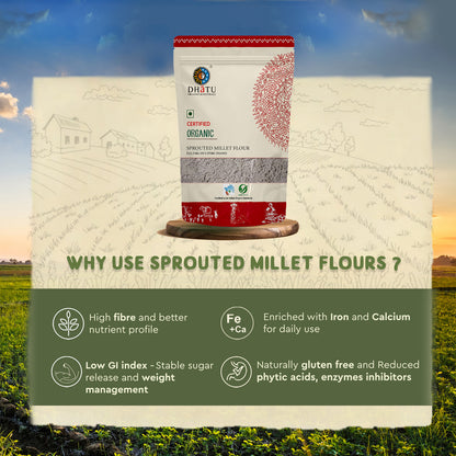 Jowar Flour | Sprouted - USDA Organic - Cold Milled - Dhatu Organic - 500gm