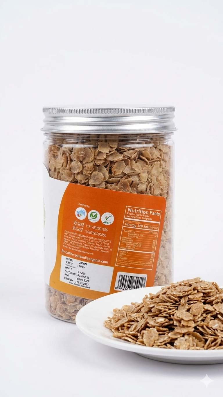 Flakes| Jowar Millet Flakes -Gluten Free-Rich In Protein ,Antioxidants- No Preservatives, High In Dietery Fibre &amp;amp; Zero Cholesterol -MRT Organics - 250gm