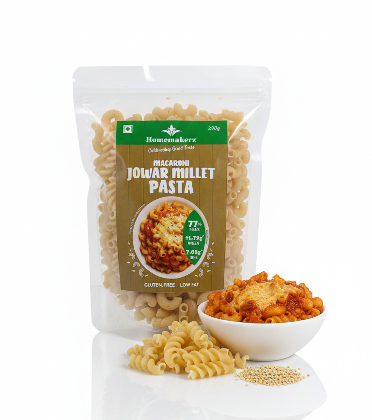 Pasta | Macaroni Jowar Millet Pasta – Gluten Free, Low Fat, No Added Preservative, No Sugar &amp; No Added Colour, MSG Free – Homemakerz – 250gm