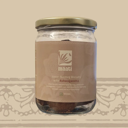 Biscuits | Jowar Nutmeg Biscuits with Ashwagandha - No Added Preservatives &amp; No Refined Sugar - maati - 180gm
