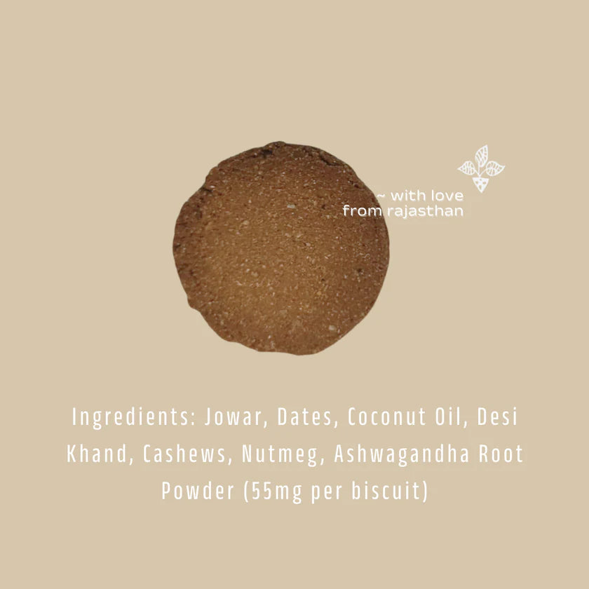 Biscuits | Jowar Nutmeg Biscuits with Ashwagandha - No Added Preservatives &amp; No Refined Sugar - maati - 180gm
