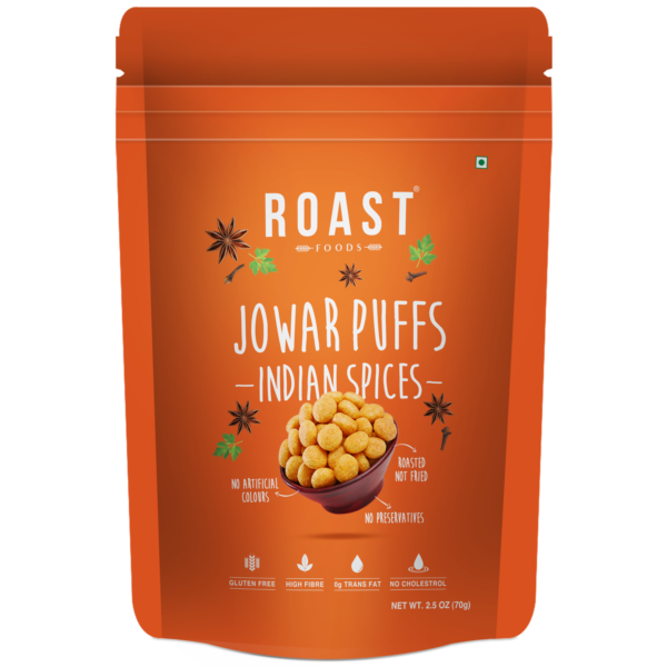 Jowar Puff | Indian Spices - Roasted, Not Fried - Gluten Free, High In Fibre, No Trans Fat &amp; No Artificial Colour - Roast Foods - 70gm