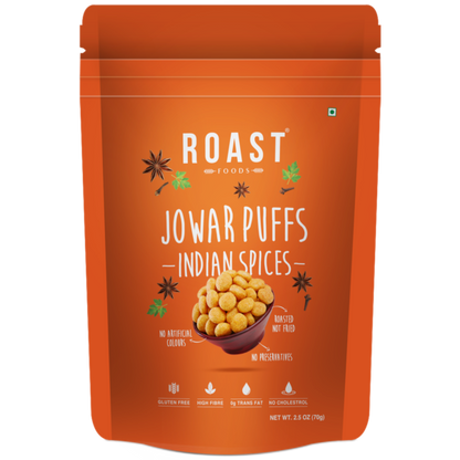 Jowar Puff | Indian Spices - Roasted, Not Fried - Gluten Free, High In Fibre, No Trans Fat &amp; No Artificial Colour - Roast Foods - 70gm