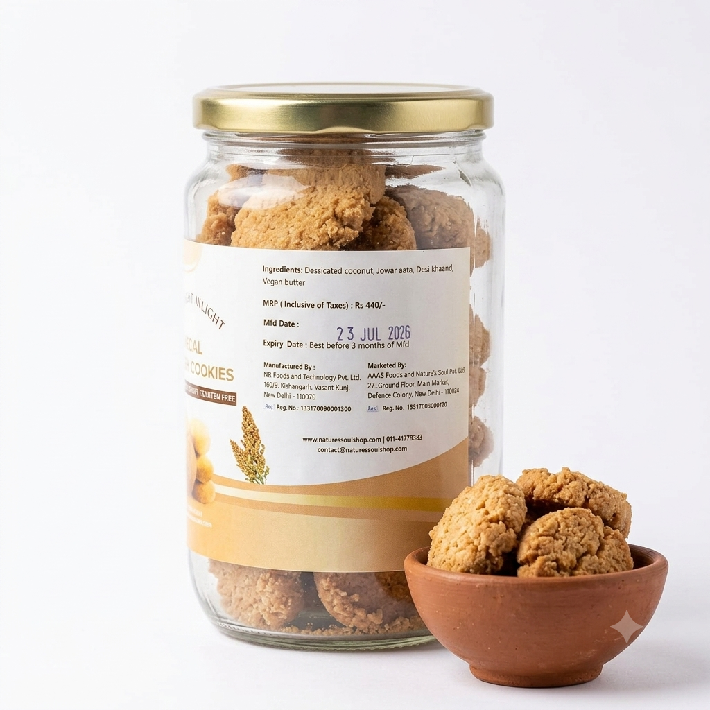 Jowar Coconut Cookies | Everyday Delight - Vegan, Gluten Free, Refined Sugar Free, No Stabilizers, No Emulsifiers, No Artificial Flavors &amp;amp; No Preservatives   - Nature&