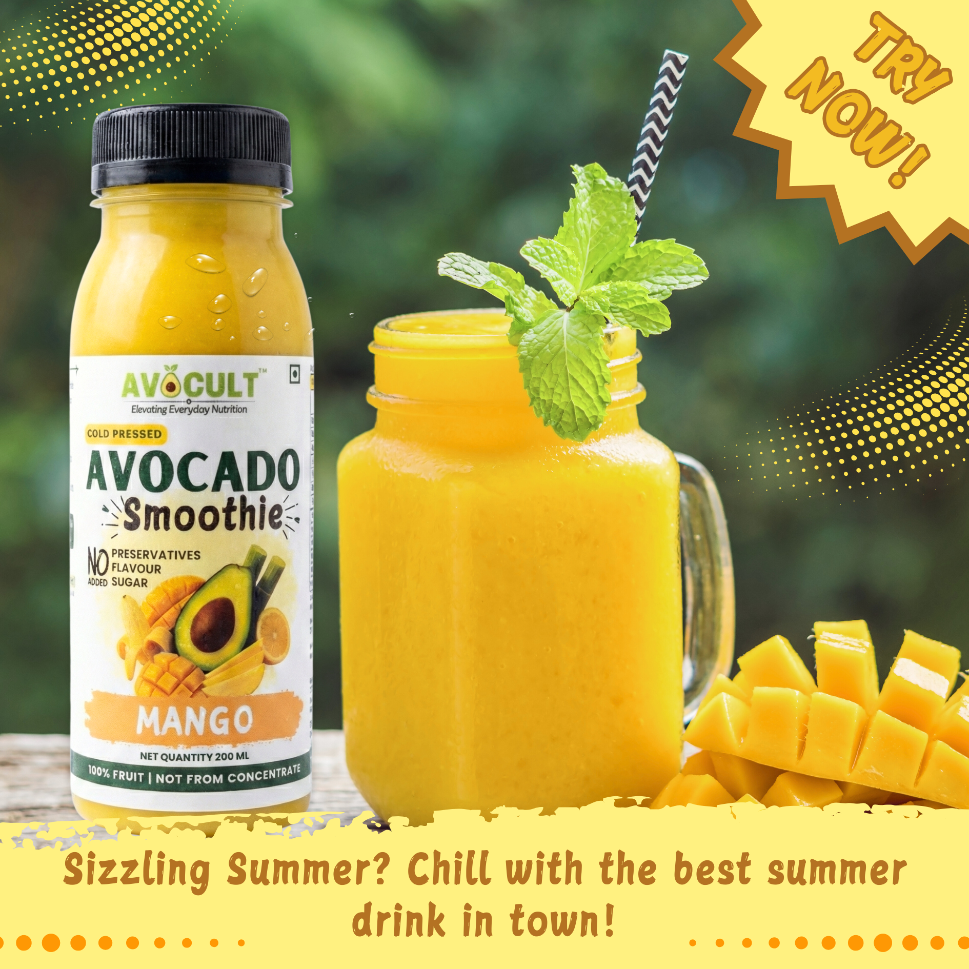Juice | Avocado Mango Smoothie - Summer Drink – Vegan - 100% Fruit Juice-No Added Preservatives, Flavour &amp; Sugar – Avocult – 200