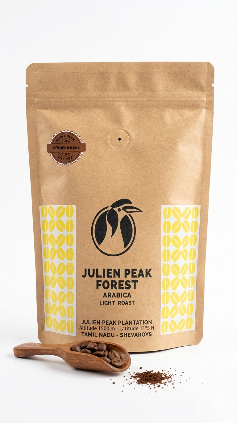 Coffee | Julien Peak Forest (Whole Beans) - Arabica Light Roast - 100% Arabica - Coffee Ideas – 250gm