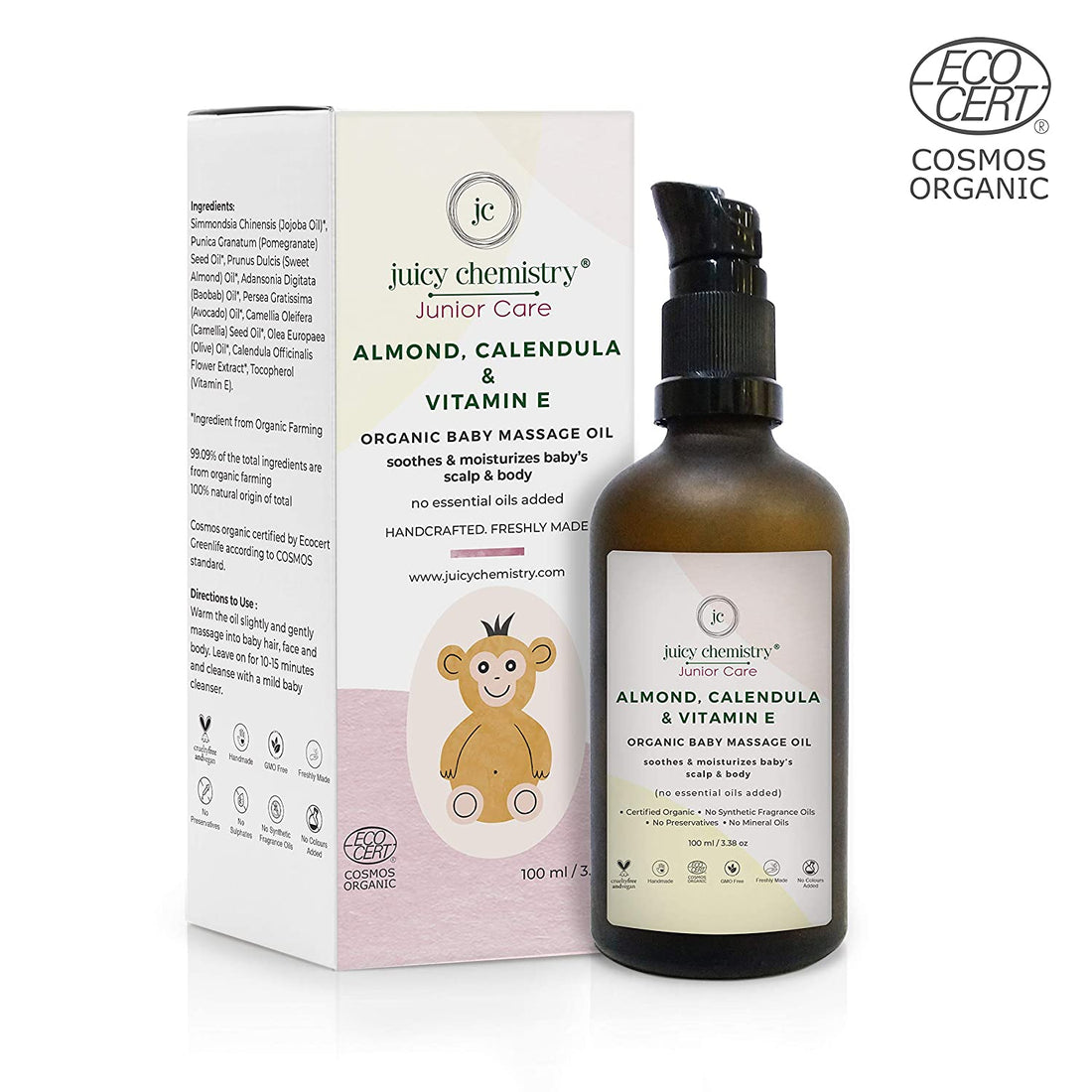 Junior Care - Almond, Calendula &amp;amp; Vitamin E - Baby Massage Oil – Juicy Chemistry – 100ml
